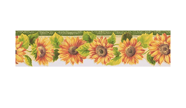 Amazon Com Wallpaper Border Bright Yellow Sunflower Wallpaper Border Kitchen Dining