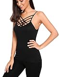 Meaneor Crisscross Front Cami Womens Solid Lace Up Sleeveless Tank Top Camisole Vest