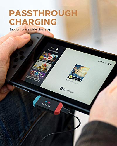 Bluetooth Adapter for Nintendo Switch USB C Wireless Audio Transmitter Support APTX Low Latency Voice Chat Passthrough Charging Compatible with AirPods PS4 Bose Sony and Bluetooth Speakers Earbuds