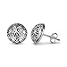 925 Sterling Silver 12 mm Filigree Flower of Life Mandala Cut Open Half Ball Round Post Stud Earrings