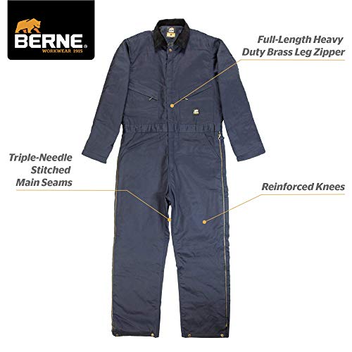 Berne Men's Heritage Twill Insulated Coverall, 3XLarge Regular, Navy