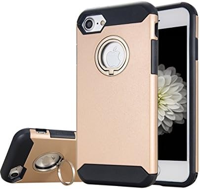 iPhone 7 Case Holder with Metal Ring Netcosy Shockproof Ultra Slim Hard Cover Kickstand Holder Perfect Fit Defender for iPhone 7 4.7 inches (Gold)