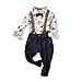 Baby Boys Dinosaur Shirt Bowtie Clothes Suspender Clothing Set Denim Jeans (80(6-12month))
