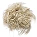 SEGO Tousled Updo Messy Bun Hair Piece Scrunchies Synthetic Wavy Bun Extensions Rubber Band Elastic Scrunchie Chignon Instant Ponytail Hairpiece for Women -Bleach Blonde