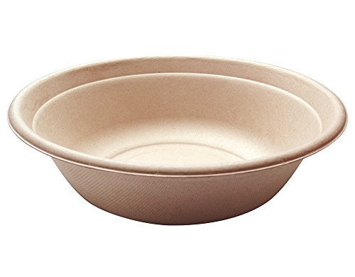 [500 COUNT] 32 oz Round Disposable Bowls - Natural Sugarcane Bagasse Bamboo Fibers Sturdy Twelve Ounce Compostable Eco Friendly Environmental Paper Bowl Alternative 100% by-product Tree Plastic Free