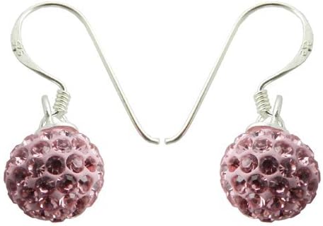 925 14MM Silver Rose Crystal Hook Earring Jewelry