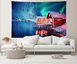 CHNYWORK 12ftx8ft Winter Night Landscape Backdrop