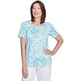 Alfred Dunner Key Item Cotton Paisley Short Sleeve Top