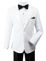 Spring Notion Little Boys' Modern Fit Tuxedo Set, No Tail Extra Small/0-3M White Jacket/Black Pants