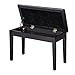 Yaheetech Piano Bench with Storage Duet and Comfortable Padded Cushion Wooden Keyboard Bench Stool Seat,Black