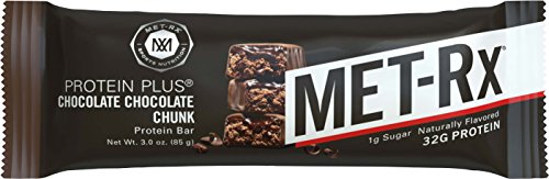 MET-Rx Protein Plus Bar, Great as Healthy Meal Replacement, Snack, and Help Support Energy, Gluten Free, Chocolate Chocolate Chunk, 85 g, 9 Count