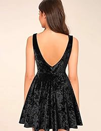 Blooming Jelly - Vestido de terciopelo sin mangas para mujer, cuello en V, color negro