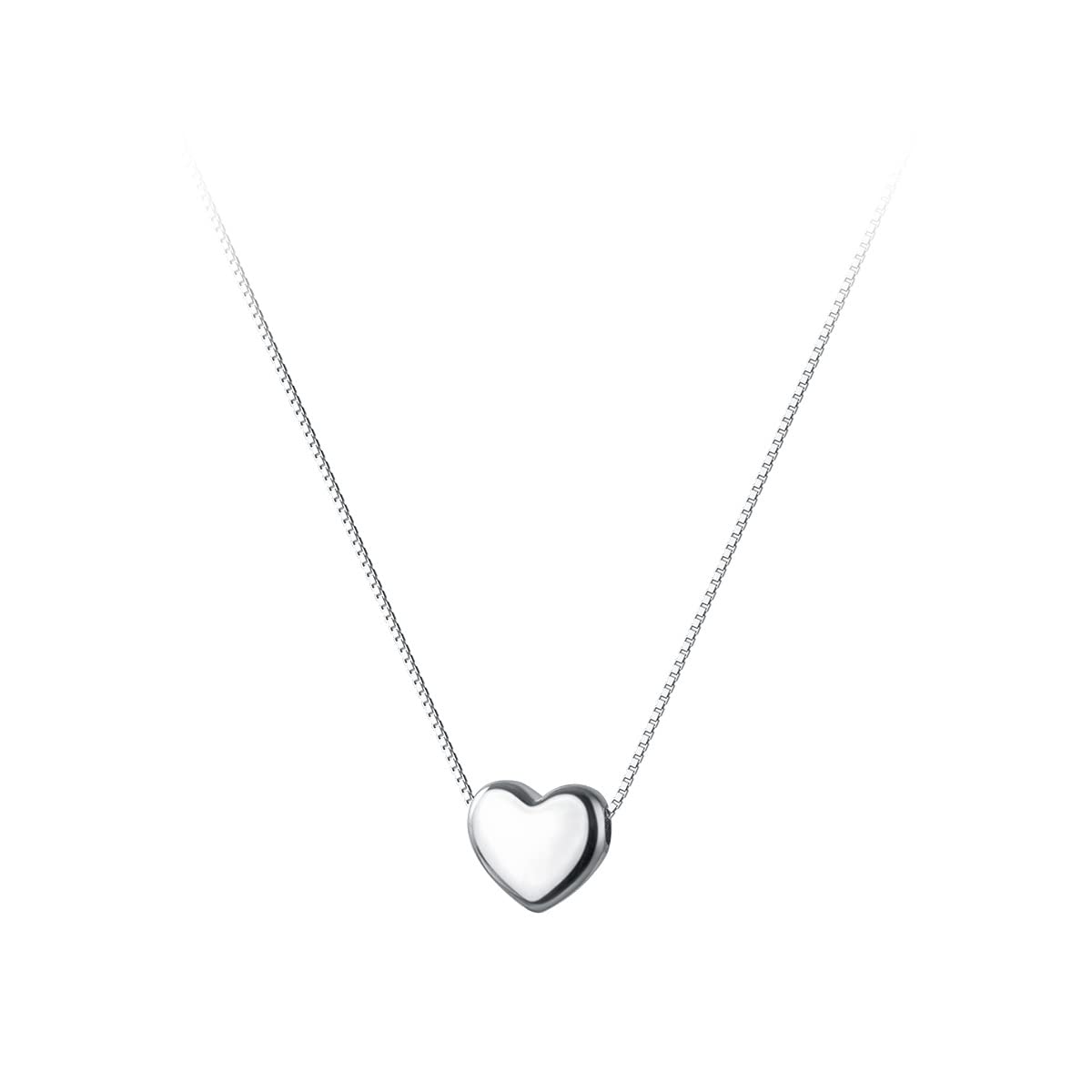 SLUYNZ 925 Sterling Silver Heart Necklace Pendant for Women Girls Tiny Love Necklace (1cm Heart-Silver)