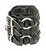 Wide Triple Strap Leather Cuff Wrap Gothic Wristband Bracelet With Buckle Fastening - Black