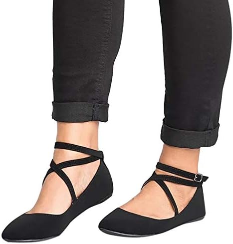 Womens Court Shoes Classic Pointed Sandals Closed Toe Flats Comfort Ankle Strap Sandals Dress Ballet Pumps Flat Shoes Ladies Girls Casual Summer Shoe