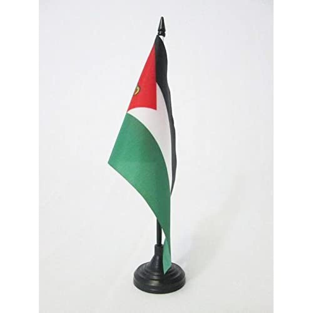 AZ FLAG Royal Standard of Irak 1930-1958 Table Flag 5'' x 8'' - Iraqi Kingdom Office Decoration 100% Polyester 21 x 14 cm - Mini Desk Flag with Pole and Black Plastic Base