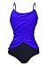 Zando Womens Vintage Frilly One Piece Swimsuit Tummy Control Swimwear Swimsuits Color Splicing Plus Size Bathing Suits
