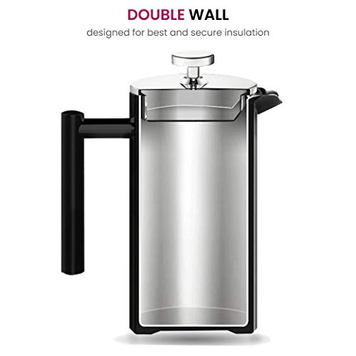 Finedine French Press Coffee Maker (34Oz) 18/8 Stainless Steel