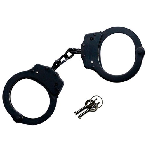 NICKEL PLATED DOUBLE LOCK POLICE HAND CUFFS + KEYS Security Law Enforcement Real