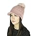 Ribbed Cable Knit Beanie Visor, Double Layer Hat W/ Top Pom, Chenille Lining