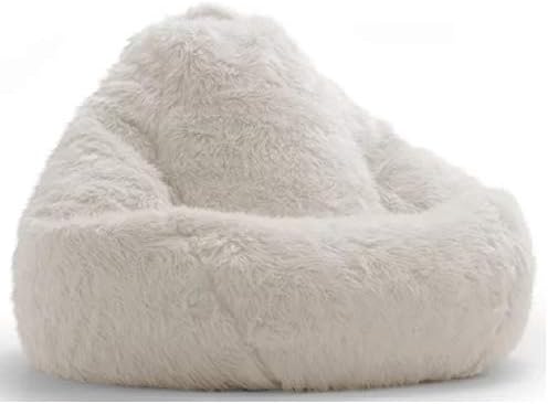 Nexis Sundry Fully Comfortable & Washable White Furry Velvet Replacement Bean Bag Cover Only Without Beans XXXL
