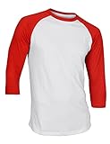 Men's Plain Raglan 3/4 Sleeve Athletic Baseball Jersey T-shirt