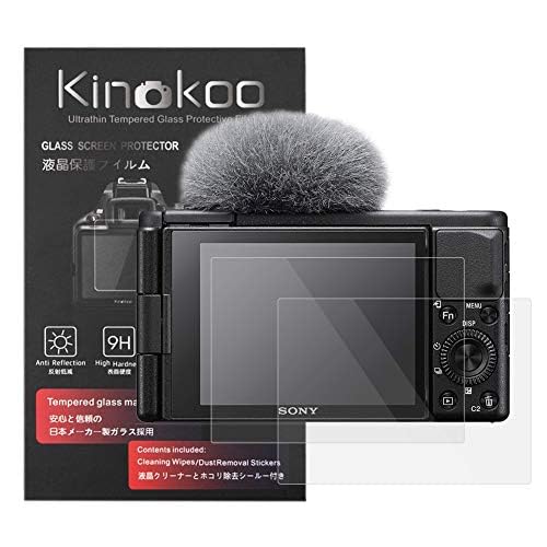 kinokoo ZV1 ZVE10 ZV-1F Screen Protector 0.25mm 9H Hardness Tempered Glass Film for SONY Z-V1 ZV-E10 ZV1F Crystal Clear Film Bubble-free/Anti-scratch(2 pack)