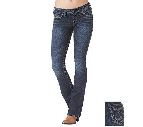 Silver Jeans Co. Women's Silver Aiko Mid Rise Slim Bootcut Jean with Flap Pocket
