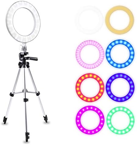 LED Ring Light, Atuten 10'' Dimmable Selfie Ring Light with Stretchable Tripod Stand for Smartphone Take Photos, Live Stream, Makeup, YouTube Video, Photography, 16W, 3200K-7000K(White)