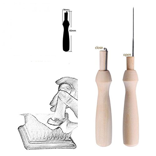 JIAN YA NA Needle Felting Craft Kit Set Wool Felt Tools with Foam Mat + Wooden Felting Handle + 10 Needles + Scissors + Awl + Finger Stall + Glue Stick