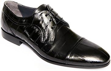 Giovanni Conti 3336-01 mens black eel skin lace up shoes.