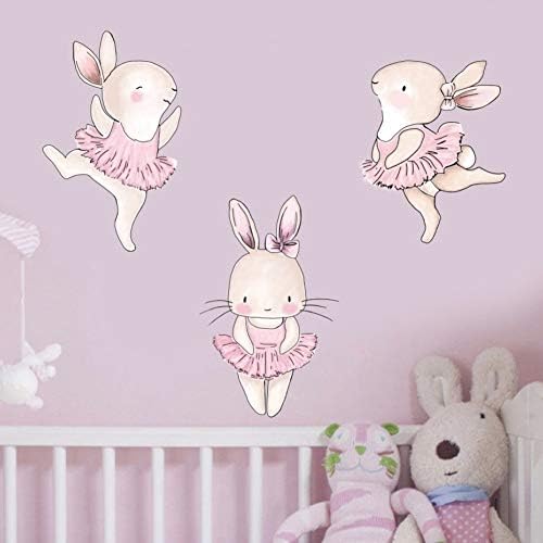 HHXX9 Cute Cartoon Rabbits Color Wall Stickers for Kids Rooms Decoration Animals Wall Art Decals Wallpaper Poster Home Decor （002）