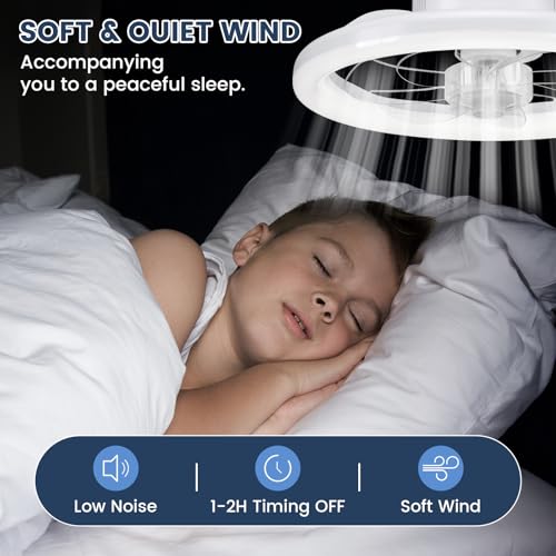 Ceiling Fan with Lighting, 40 cm LED Dimmable Ceiling Lighting, App and Remote Control, Dining Room Lamp with Fan, 6-Speed, Timer, Quiet, White