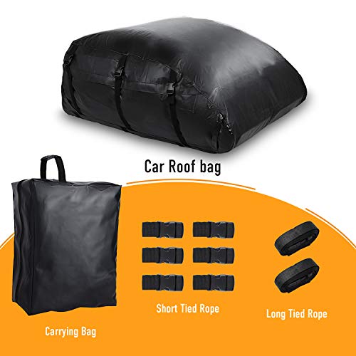 Waterproof PVC Vehicle Soft-Shell Carriers Car Roof Bag Cargo Storage Rooftop Luggage for Any Car Van or SUV/with Straps(20 Cubic Feet)