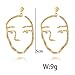 Zealmer Womens Face Statement Stud Earrings Gold Tone