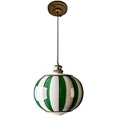 ONEBAO Circus Style Chandelier Vintage Red and White Striped Design Glass Lampshade Lighting Fixtures LED Pendant Light for D