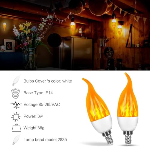 Facarler E14 - Bombilla LED de 3 modos de parpadeo, bombilla E14 para Halloween, Navidad, fiesta [clase energética G]