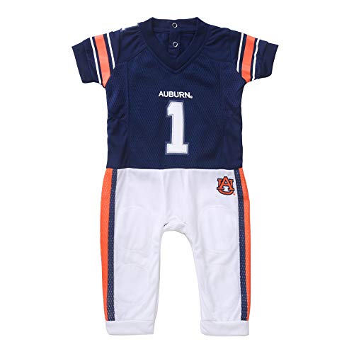 FAST ASLEEP NCAA Auburn Tigers Boys Infant Football Uniform Pajamas, 12-18 Months, Navy/White