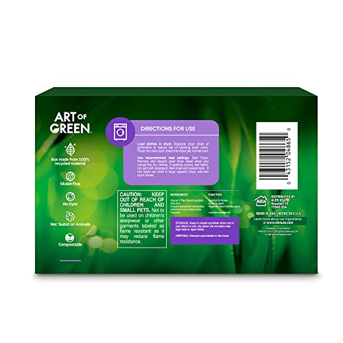 Art Of Green Fragrance Booster Dryer Sheets, PlantBased, Lavender