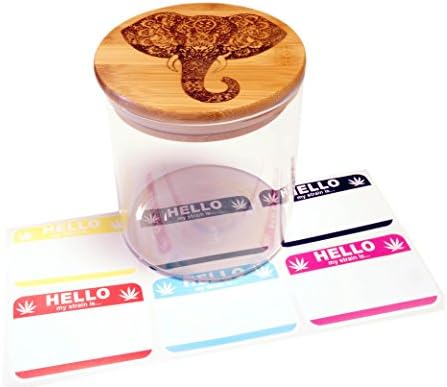 Elephant Design Bamboo Lid - Jumbo Size Glass Jar Container Storage # JJ101317-1