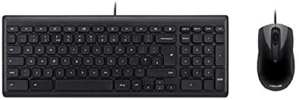 ASUS Wired Chrome OS Keyboard and Wired Optical Mouse 90MA0000-P00110, Black