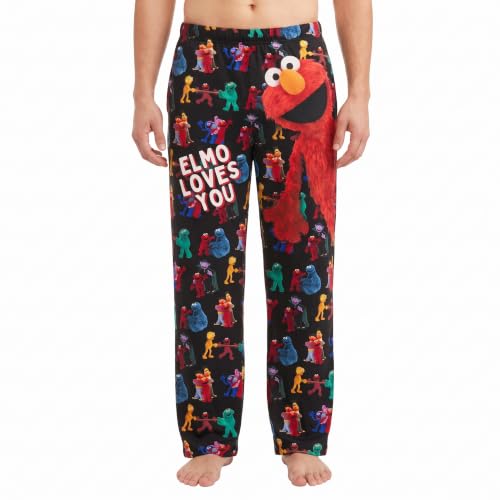 BRIEF INSANITY Men's and Women's Sesame Street Pajamas - Comfy, Loose-Fit, Ultra-Soft Elmo Pj Pants, Elmo Loves You Sleep Bottoms, XX-Large at Amazon
