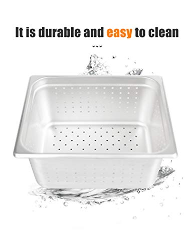Steam Table Pan Half Size Perforated 6" Deep, Stainless Steel Hotel Pan ATOSA A2126 6 Pieces Set Buffet Food Pans Pack of 6 - Thumbnail 4