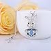 EleQueen Women's Silver-tone Bunny Heart Pendant Necklace Adorned with Austrian Crystals