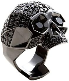 FORZIANI Skull Ring for Men, Shiny Black Stainless Steel with Micro Pave CZ, Gift Box included, Best Gift for Him - Size 9 - More Ring Sizes 7 - 11 Available
