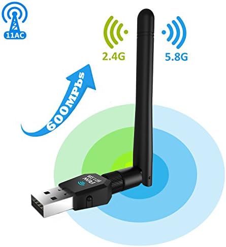 Dreamore USB WIFI Adapter for PC, AC600Mbps Dual Band 2.4Ghz/5Ghz Wireless Network Card Wifi Dongle with High Speed Network Antenna for Desktop Gaming PC Laptop, Support Windows 10/8/7/XP, Mac, Linux
