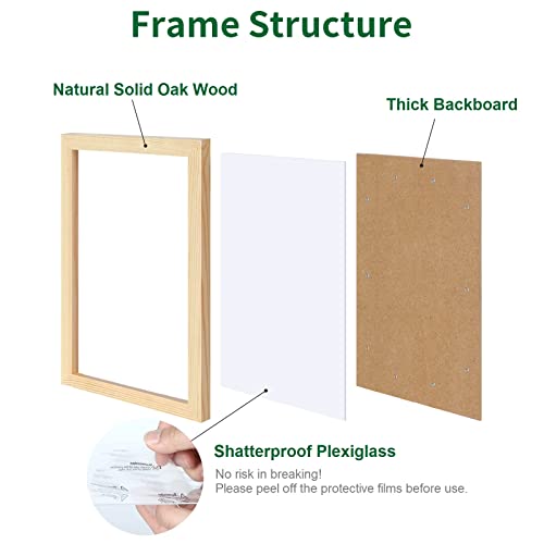 KOOPAO 3 Set of 16"x24" Oak Wood Picture Frames Natural Wood Color 16x24 in Poster Frame for Wall Art Decor, 16x24 inch Poster Photo Wooden Frames,Hang Horizontal and Vertical 40.8x61.2cm Art Picture