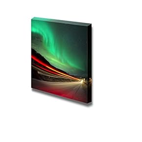 Canvas Prints Wall Art - Northern Lights and Trails, Northern Norway | Modern Wall Decor/Home Decoration Stretched Gallery Canvas Wrap Giclee Print. Ready to Hang - 12" x 12"