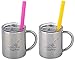 Housavvy Duck Stainless Steel Kids Cups with Lids and Straws, 2 PACK of 7.5 OZ
