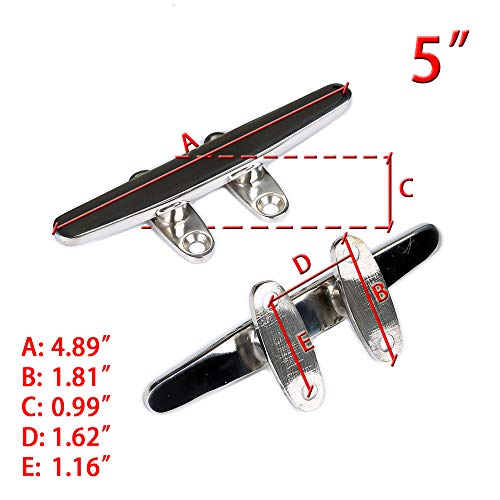Thorn Dock Cleat Boat Open Base Cleat Flat Top Marine 316 Stainless Steel (5-in,2-Pack)